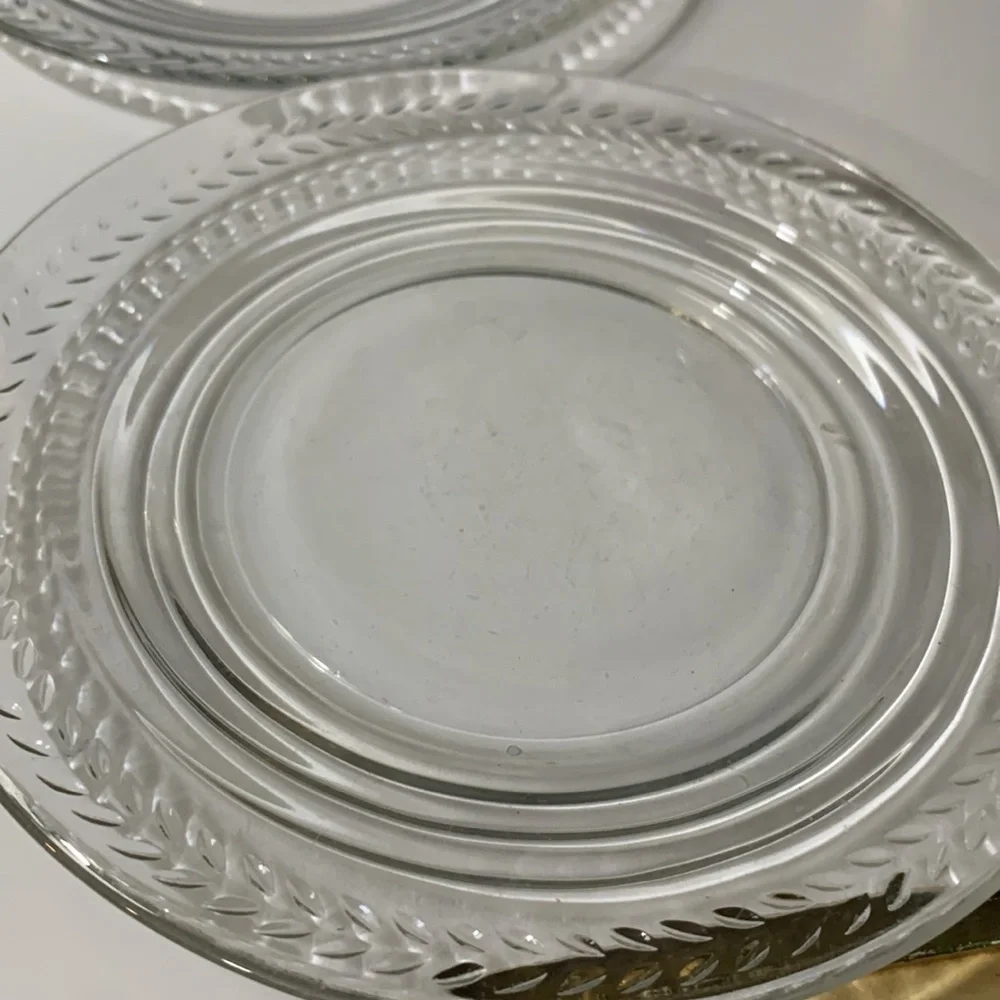 6 Vintage Clear Glass Bread & Butter Dessert Appetizer Small Plates for Dining